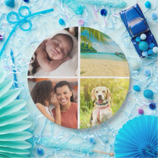 4フォトパーソナライズされたコラージュカスタム ペーパープレート (パーティー)