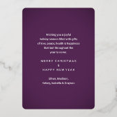 4フォトパープルメリークリスマスコラージュモダン 箔シーズンカード (裏面)