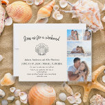 4フォトビーチシーシェル行き先結婚式 セーブザデート<br><div class="desc">4モダン – フォトビーチ/貝殻の目的地のウェディング日付カードを保存する。お客様連絡のカスタマイズに関する支援のため、または特別な機会にZazzle製品の追加のマッチングまたは調整を要求するために私。このカードの背景色はZazzleデザインツールを使用するとカスタマイズ可能で、任意の色に変更して自分の色に合わせることが結婚できる。このカードを印刷またはデジタル型枠で購入すると、電子メールやソーシャルメディアを通じて友人や家族との共有が可能になる。</div>
