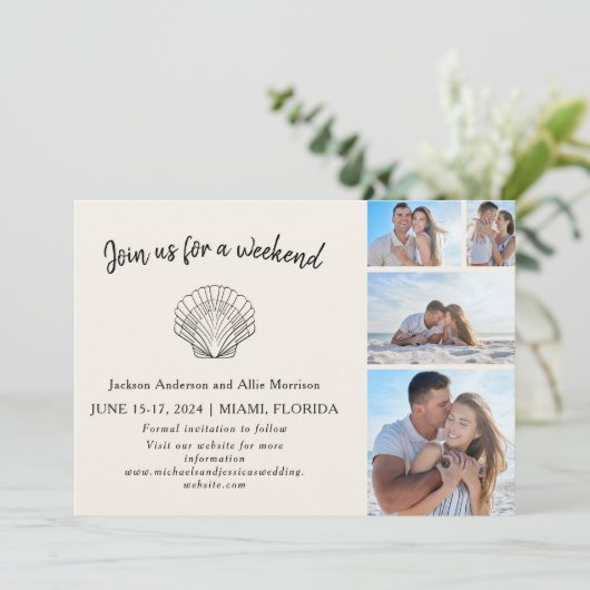 4フォトビーチシーシェル行き先結婚式 セーブザデート (スタンド正面)