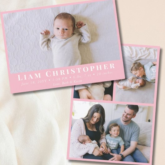 4フォトピモダンッミニマルクシンプルベビー誕生 案内状