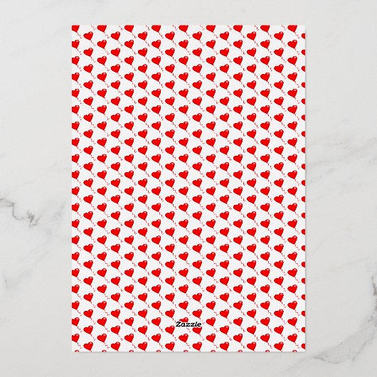 4フォトファミリー名金ゴールド赤いハートクリスマス 箔シーズンカード (裏面)