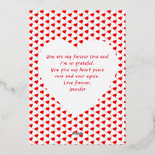 4フォトファミリー金ゴールド赤いハート詩バレンタイン 箔シーズンカード (裏面)