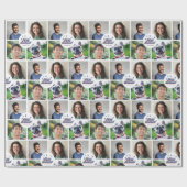 4フォトファミリー&ペットコラージュレトロクリスマスタイポグラフィ ラッピングペーパー (フラット)