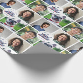 4フォトファミリー&ペットコラージュレトロクリスマスタイポグラフィ ラッピングペーパー (角)