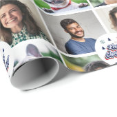 4フォトファミリー&ペットコラージュレトロクリスマスタイポグラフィ ラッピングペーパー (ロールコーナー)