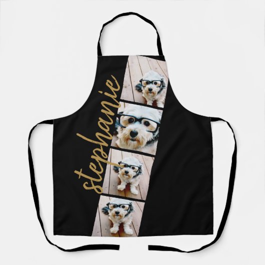 4フォトフィルムストリップのコラージュのスクリプト名ブラック エプロン (正面)