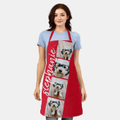 4フォトフィルムストリップのコラージュのスクリプト名赤 エプロン (着用した状態)