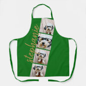 4フォトフィルムストリップのコラージュのスクリプト名（緑） エプロン (正面)