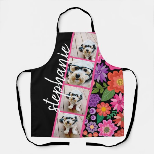 4フォトフィルムストリップ – スクリプト名ファンキー花 エプロン (正面)