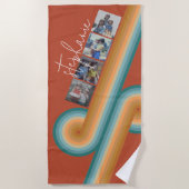 4フォトフィルムストリップ – スクリプト名 – レトロラインアート ビーチタオル (正面)