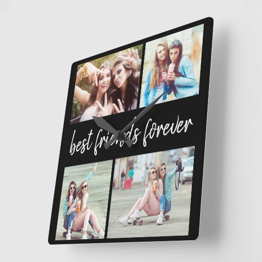 4フォトフ最高のレンドフォアフォア  スクエア壁時計 (傾斜)