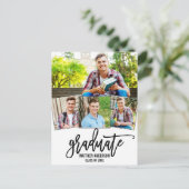 4フォトブラシスクリプト卒業発表 インビテーションポストカード (スタンド正面)