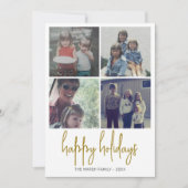 4フォトブラックと金ゴールドドット – クリスマスハッピー シーズンカード (正面)