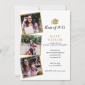 4フォトブラックと金ゴールド卒業パーティー 招待状 (正面)