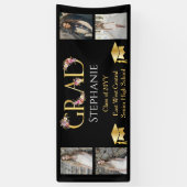 4フォトブラック金ゴールドフローラ大学院ネームスクール 横断幕 (縦)