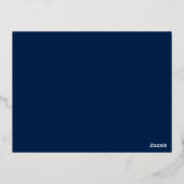 4フォトブルークリスマスホリデーカード 箔シーズンポストカード (裏面)