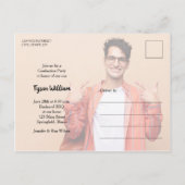 4フォトブルー卒業パーティー招待状 ポストカード (裏面)