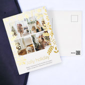 4フォトホリデーすてきノルディフラワークリスマス 箔シーズンポストカード