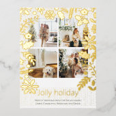 4フォトホリデーすてきノルディフラワークリスマス 箔シーズンポストカード (正面)