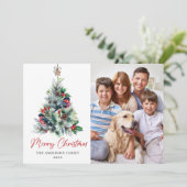 4フォトホリーベリークリスマスツリーの挨拶 シーズンカード (スタンド正面)