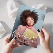 4フォトホワイトオーバーレイエレガントスクリプト卒業 案内状