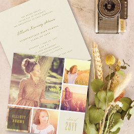 4フォトミニマリストカラースクエア卒業パーティー 招待状