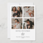4フォトミニマリストメリークリスマスホリデーカード シーズンカード (正面)