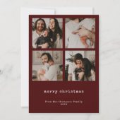4フォトミニマリストメリークリスマスホリデーカード シーズンカード (正面)