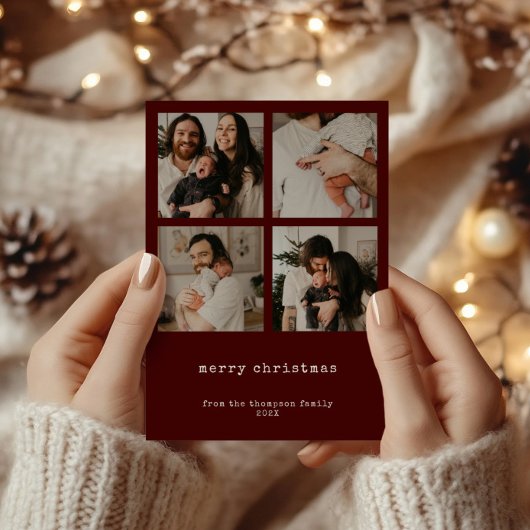 4フォトミニマリストメリークリスマスホリデーカード シーズンカード