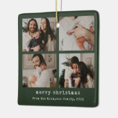 4フォトメリークリスマスダークグリーンの休日 セラミックオーナメント (左)