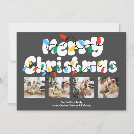 4フォトメリークリスマスホリデーライト シーズンカード (正面)