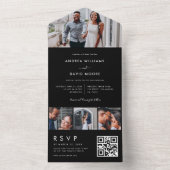 4フォトモダンコラージュタイポグラフィブラック結婚ズ オールインワン招待状 (内側)