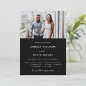 4フォトモダンコラージュタイポグラフィブラック結婚ズ 招待状 (スタンド正面)