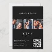 4フォトモダンコラージュタイポグラフィブラック結婚ズ 招待状 (裏面)