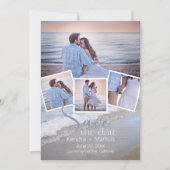 4フォトモダンコラージュタイポグラフィ日付の保存 招待状 (正面)