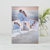 4フォトモダンコラージュタイポグラフィ日付の保存 招待状 (スタンド正面)