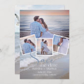 4フォトモダンコラージュタイポグラフィ日付の保存 招待状 (正面/裏面)