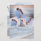 4フォトモダンコラージュタイポグラフィ日付の保存 招待状 (正面/裏面)