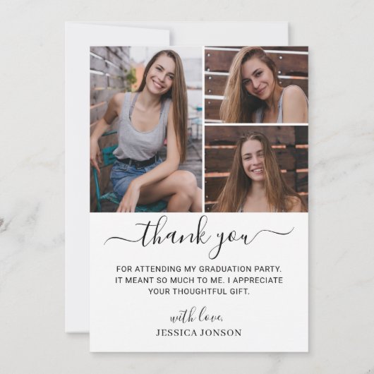 4フォトモダンシンプルミニマル卒業 サンキューカード (裏面)