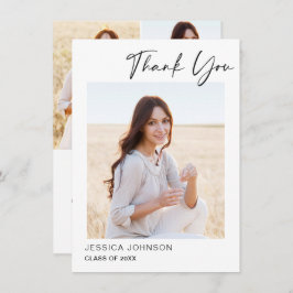 4フォトモダンシンプルミニマル卒業 サンキューカード