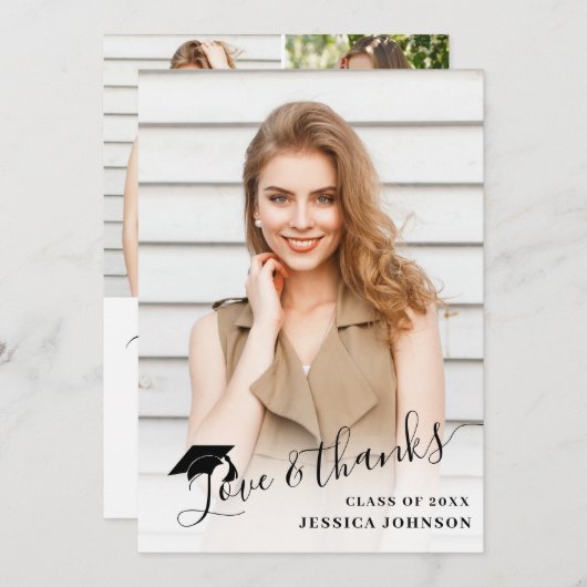 4フォトモダンシンプルミニマル卒業 サンキューカード (正面/裏面)