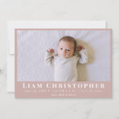 4フォトモダンダスティミニマルピンクシンプル誕生 案内状 (正面)