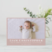4フォトモダンダスティミニマルピンクシンプル誕生 案内状 (スタンド正面)
