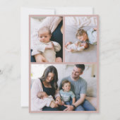 4フォトモダンダスティミニマルピンクシンプル誕生 案内状 (裏面)