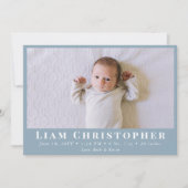 4フォトモダンダスティミニマルブルーシンプル誕生 案内状 (正面)