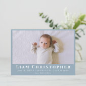 4フォトモダンダスティミニマルブルーシンプル誕生 案内状 (スタンド正面)