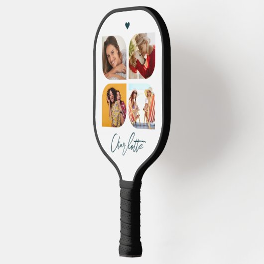 4フォトモダントレンディーシンプルのパーソナライズされた名前 ピックルボールラケット (左)