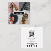 4フォトモダンヘアサロンスタイリスト美しいQRコード スクエア名刺 (正面/裏面)