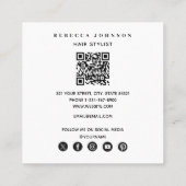 4フォトモダンヘアサロンスタイリスト美しいQRコード スクエア名刺 (裏面)